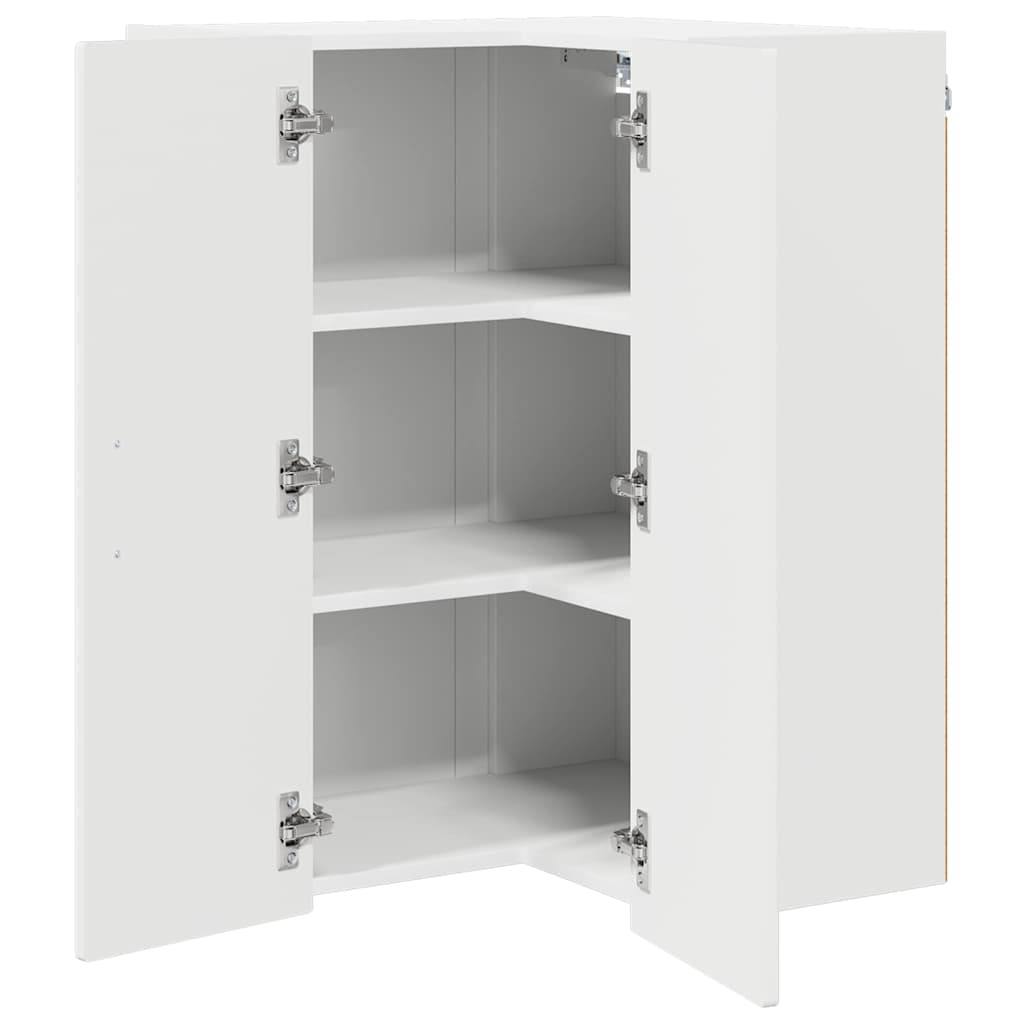 vidaXL Wall Corner Cabinet PORTO High Gloss White 57 x 57 x 80 cm