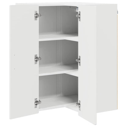 vidaXL Wall Corner Cabinet PORTO High Gloss White 57 x 57 x 80 cm