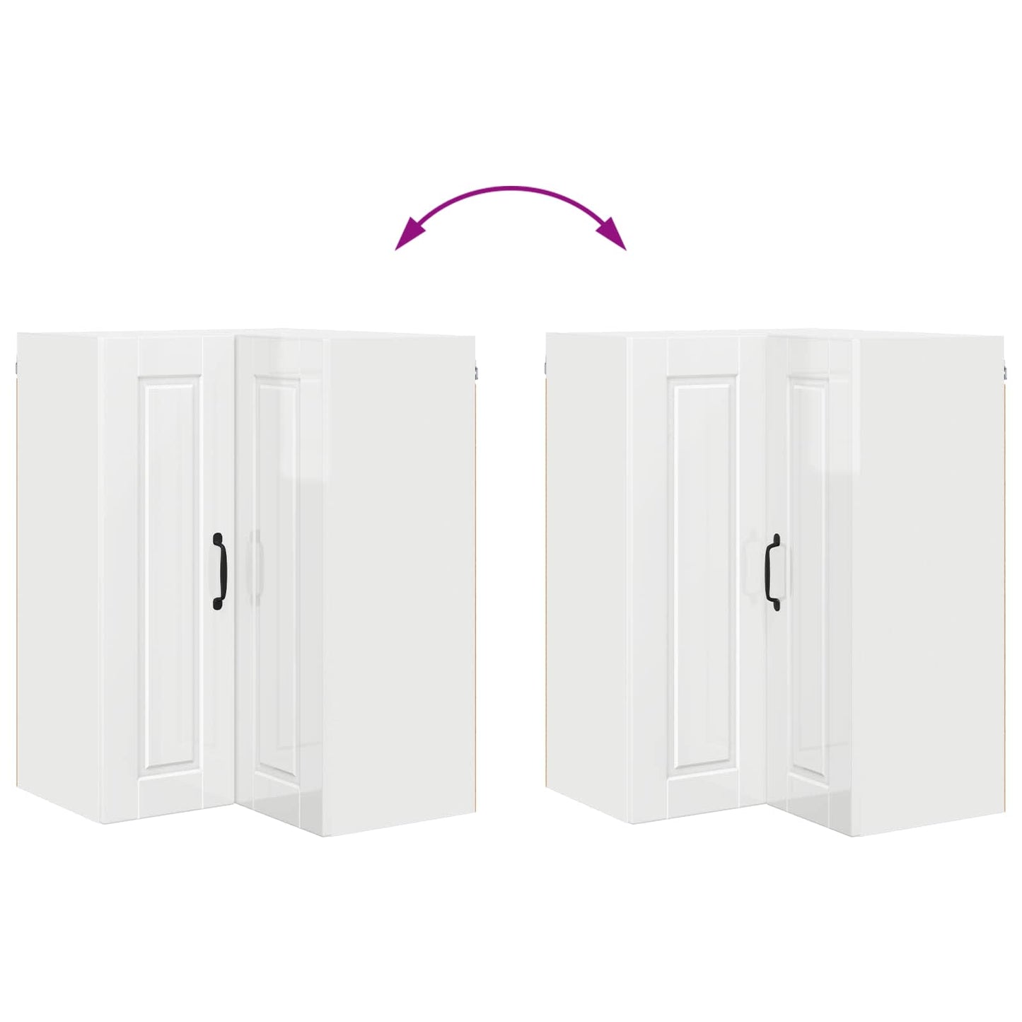 vidaXL Wall Corner Cabinet PORTO High Gloss White 57 x 57 x 80 cm