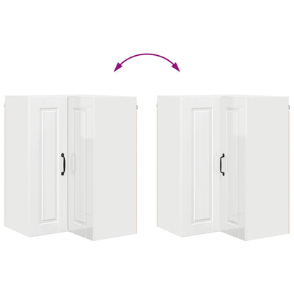vidaXL Wall Corner Cabinet PORTO High Gloss White 57 x 57 x 80 cm