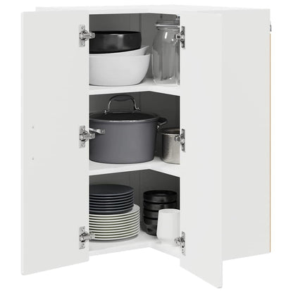 vidaXL Wall Corner Cabinet PORTO High Gloss White 57 x 57 x 80 cm