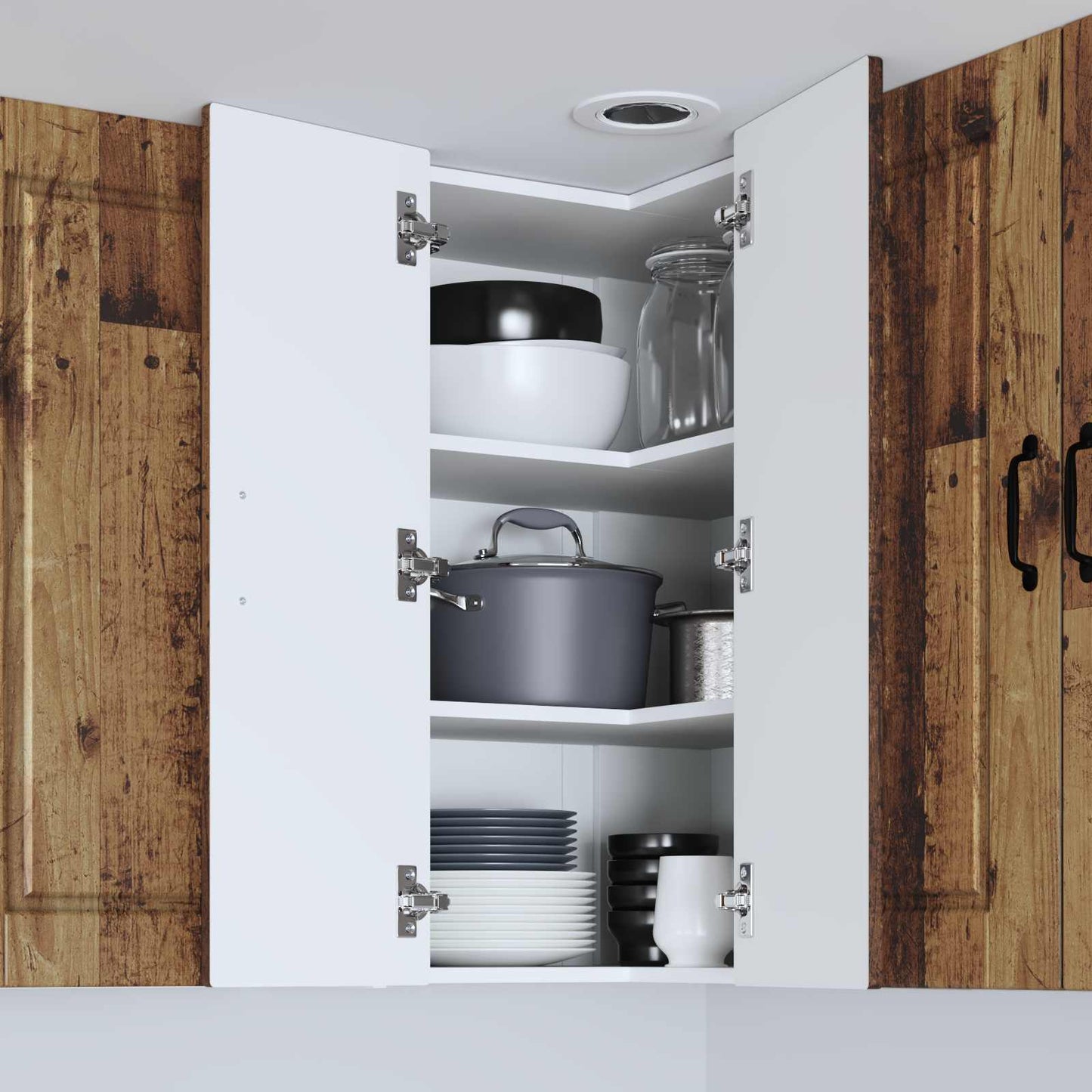vidaXL Wall Corner Cabinet PORTO Old Wood 57 x 57 x 80 cm