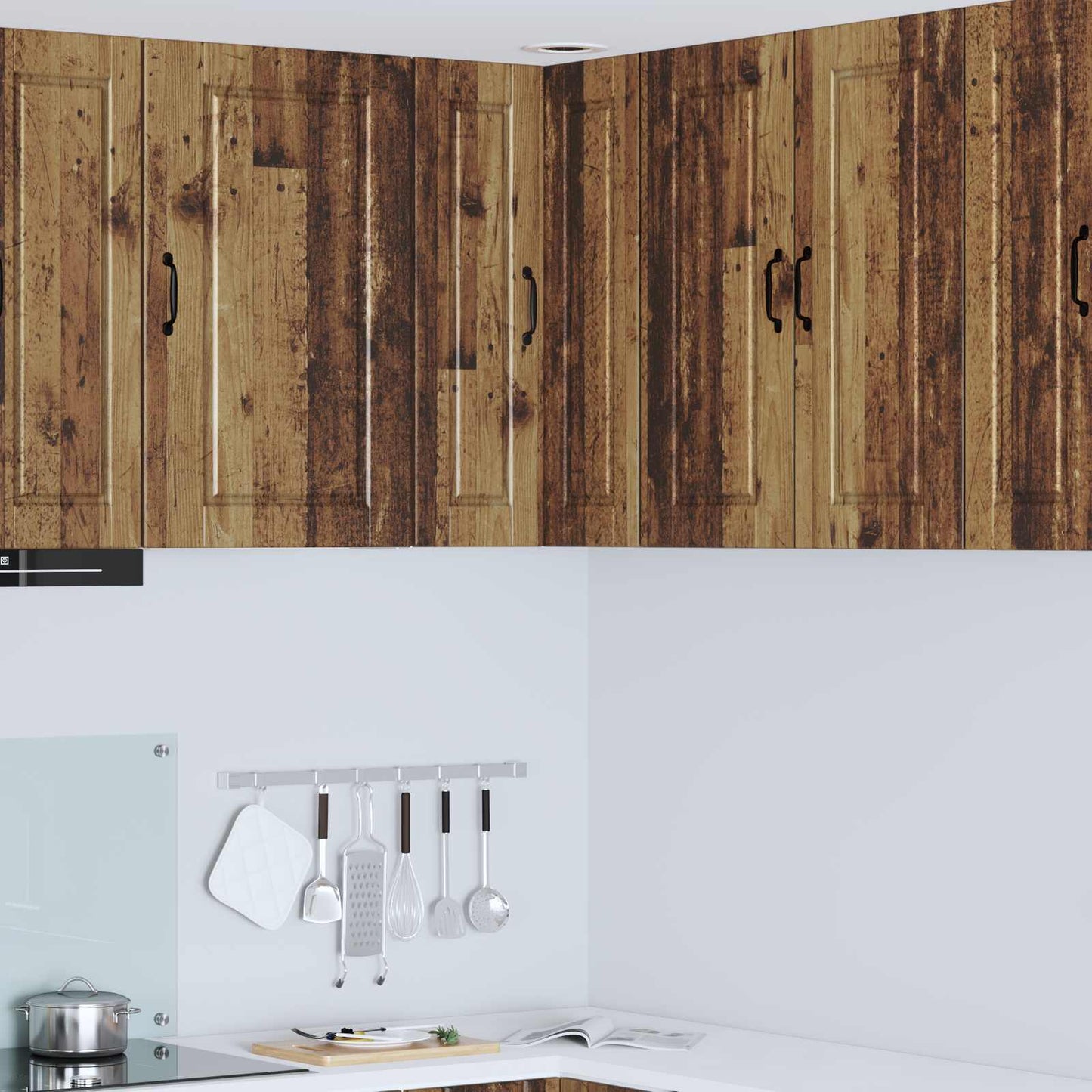 vidaXL Wall Corner Cabinet PORTO Old Wood 57 x 57 x 80 cm