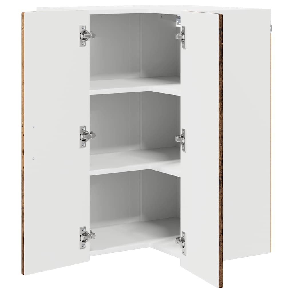 vidaXL Wall Corner Cabinet PORTO Old Wood 57 x 57 x 80 cm