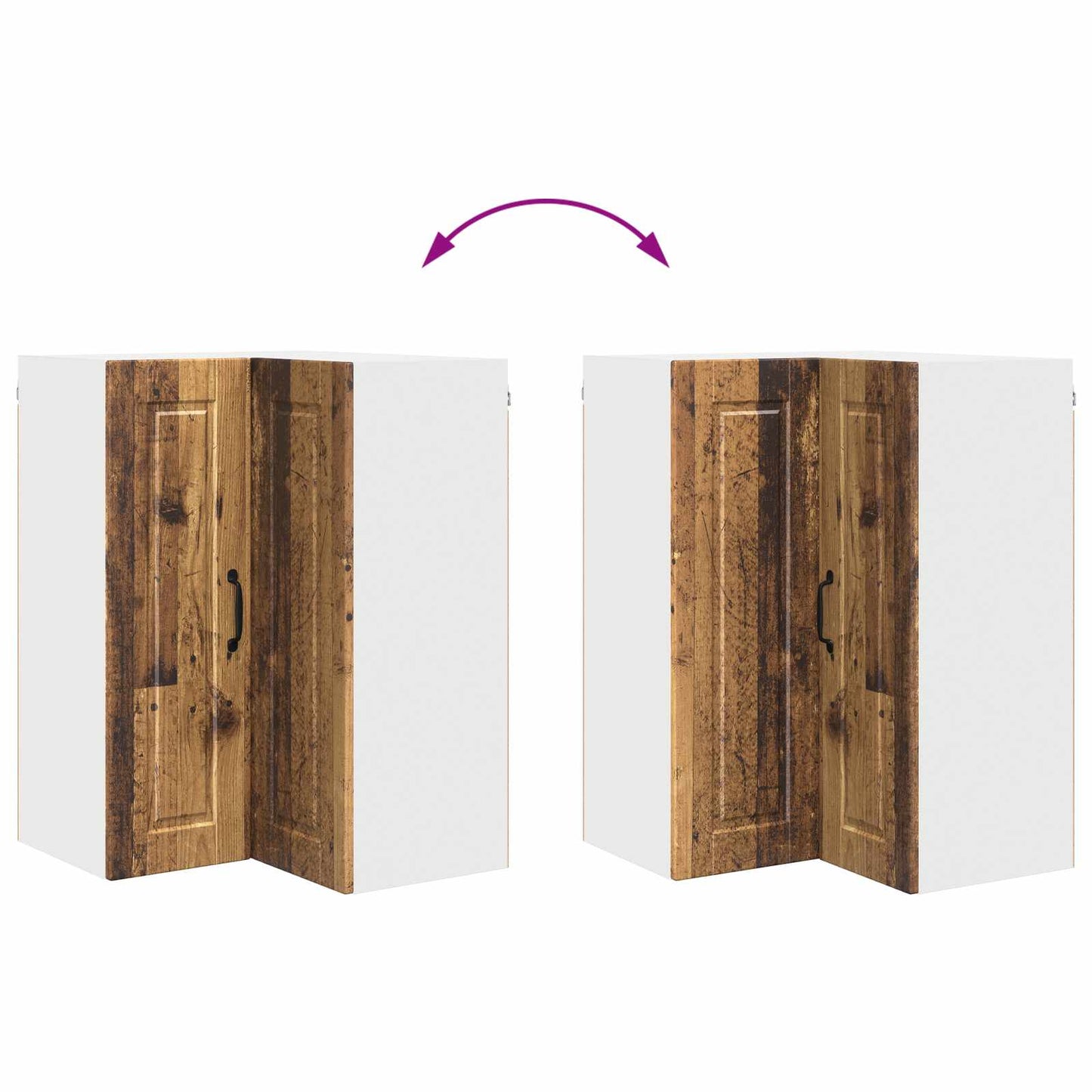 vidaXL Wall Corner Cabinet PORTO Old Wood 57 x 57 x 80 cm