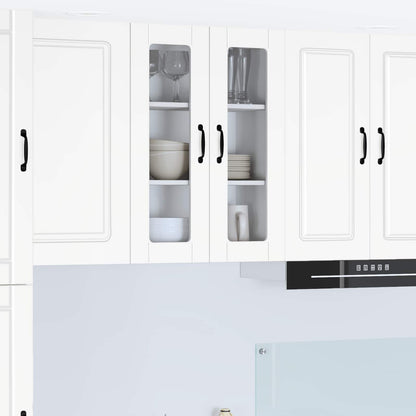 vidaXL Wall Glass Cabinet PORTO White 60 x 31 x 80 cm Engineered Wood