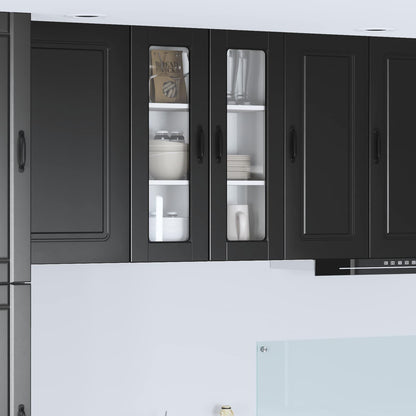 vidaXL Wall Glass Cabinet PORTO Black 60 x 31 x 80 cm Engineered Wood
