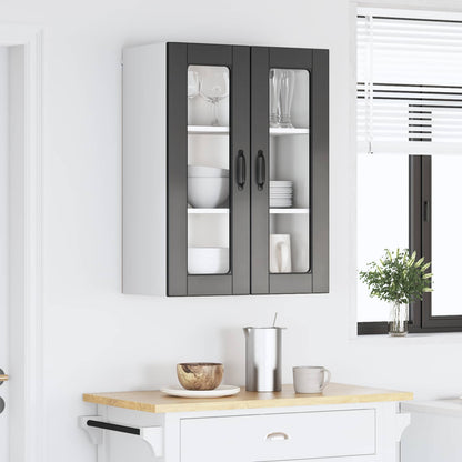 vidaXL Wall Glass Cabinet PORTO Black 60 x 31 x 80 cm Engineered Wood