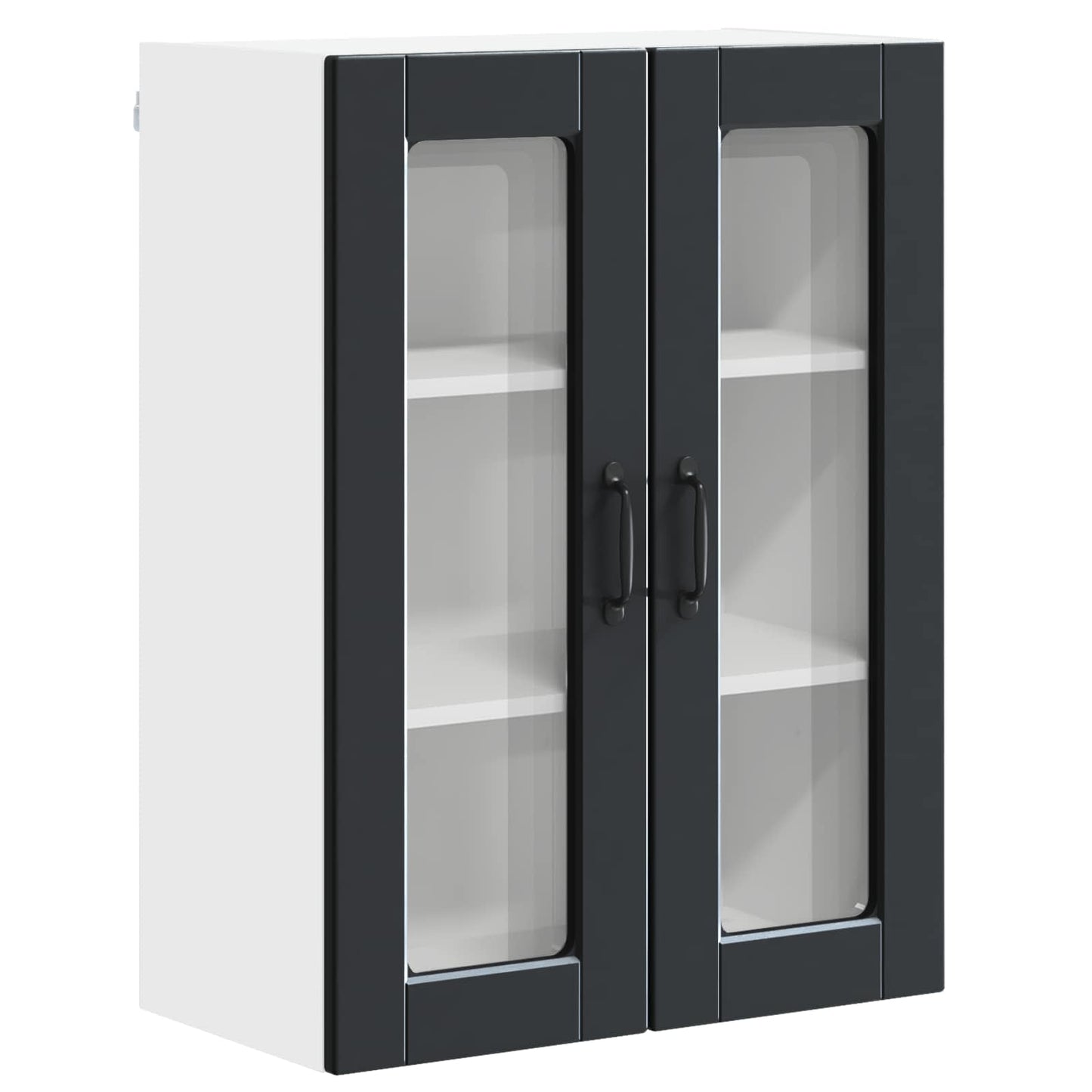 vidaXL Wall Glass Cabinet PORTO Black 60 x 31 x 80 cm Engineered Wood
