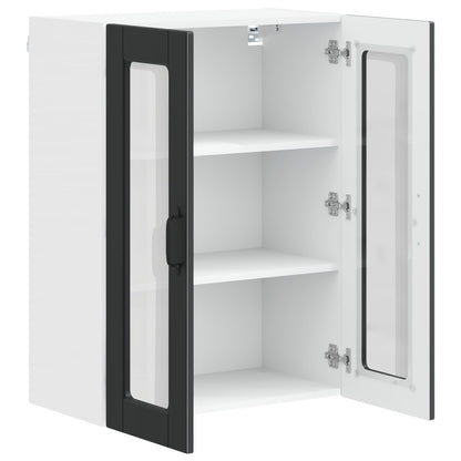 vidaXL Wall Glass Cabinet PORTO Black 60 x 31 x 80 cm Engineered Wood