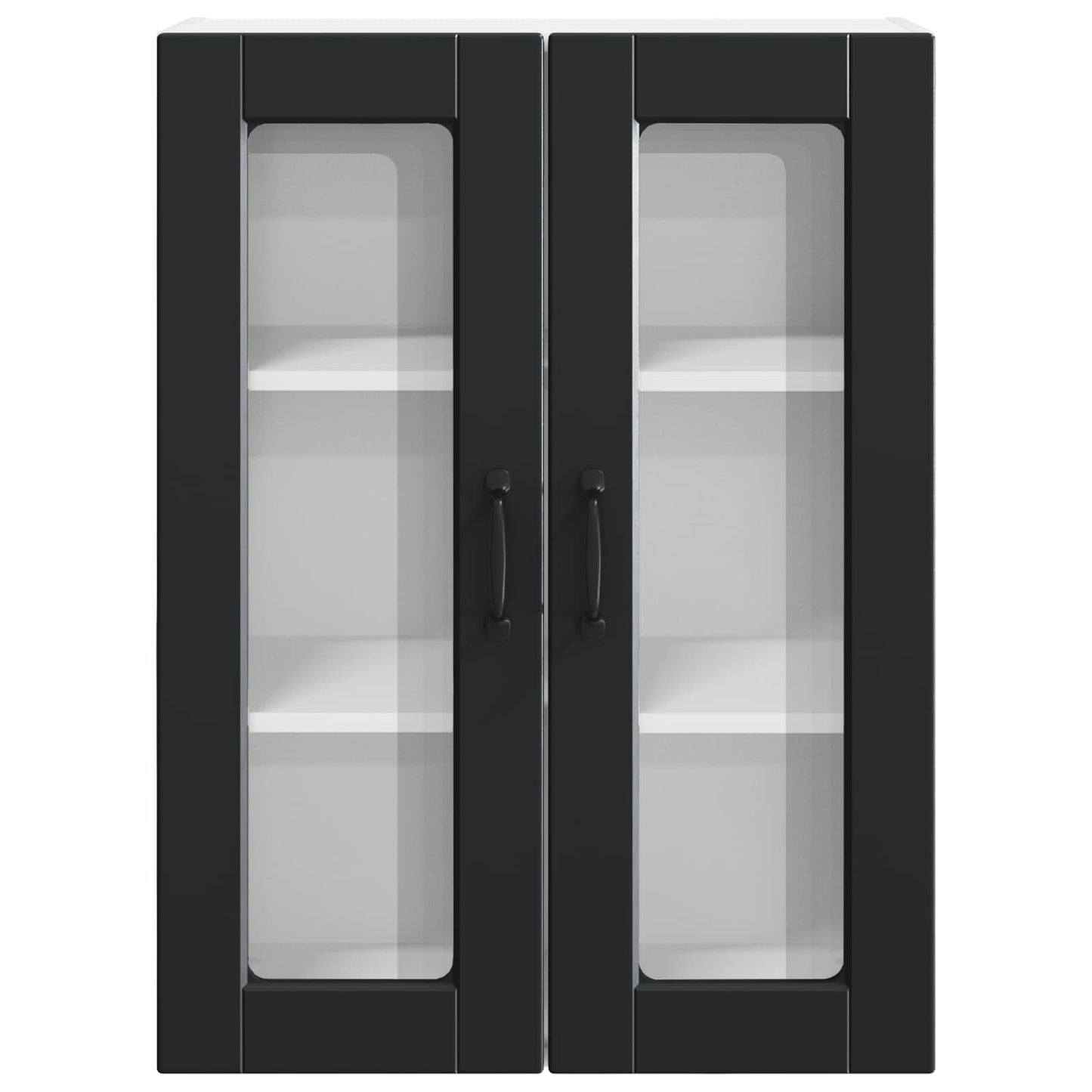 vidaXL Wall Glass Cabinet PORTO Black 60 x 31 x 80 cm Engineered Wood