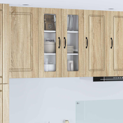 vidaXL Wall Glass Cabinet PORTO Sonoma Oak 60 x 31 x 80 cm
