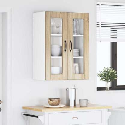 vidaXL Wall Glass Cabinet PORTO Sonoma Oak 60 x 31 x 80 cm