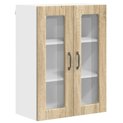 vidaXL Wall Glass Cabinet PORTO Sonoma Oak 60 x 31 x 80 cm