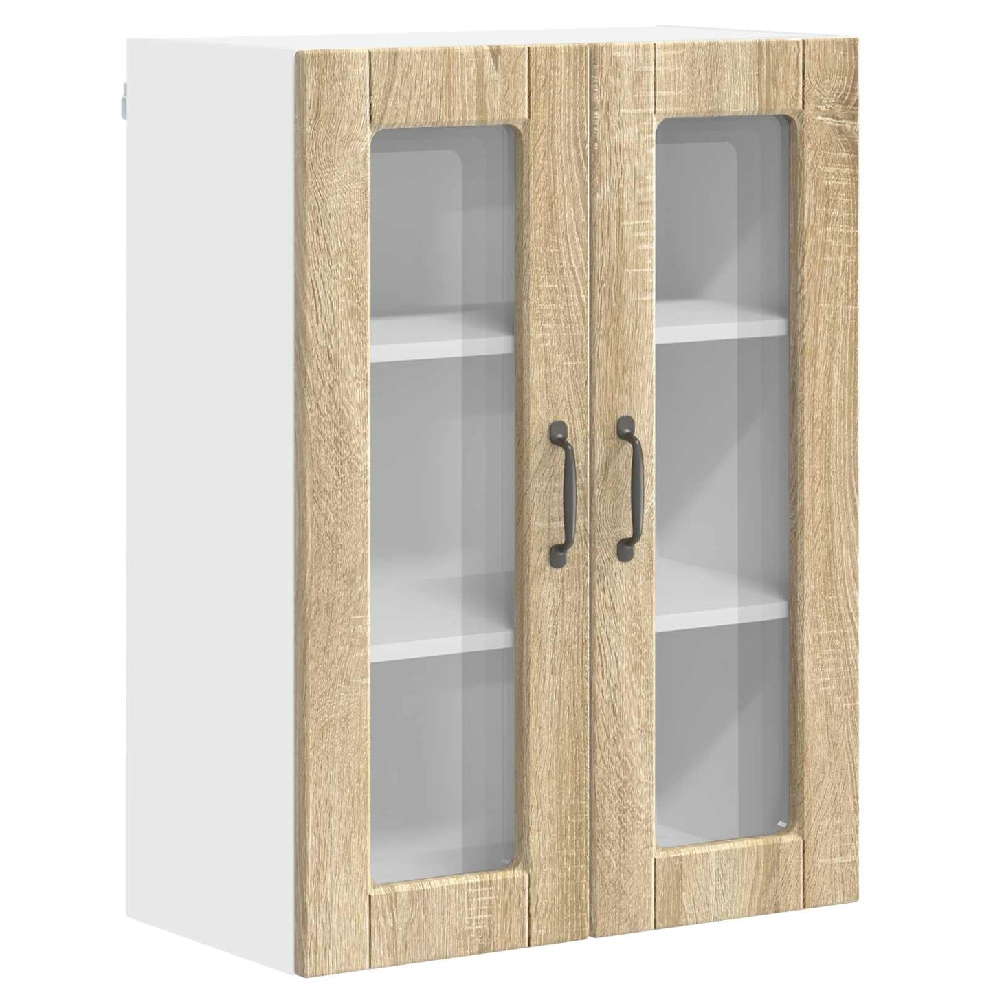 vidaXL Wall Glass Cabinet PORTO Sonoma Oak 60 x 31 x 80 cm