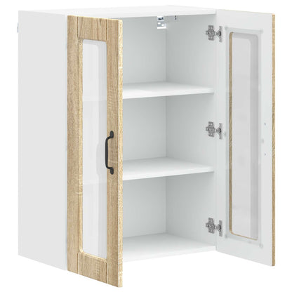 vidaXL Wall Glass Cabinet PORTO Sonoma Oak 60 x 31 x 80 cm