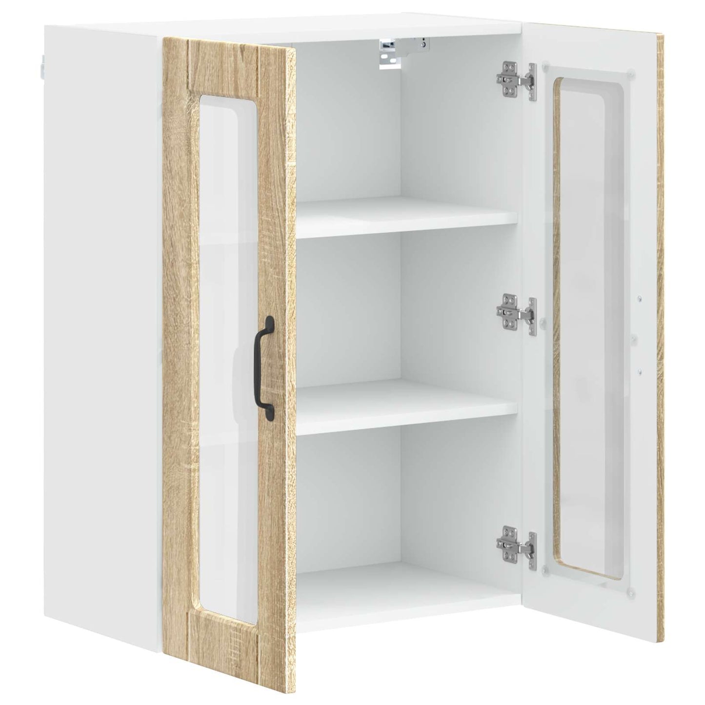 vidaXL Wall Glass Cabinet PORTO Sonoma Oak 60 x 31 x 80 cm