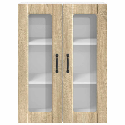 vidaXL Wall Glass Cabinet PORTO Sonoma Oak 60 x 31 x 80 cm