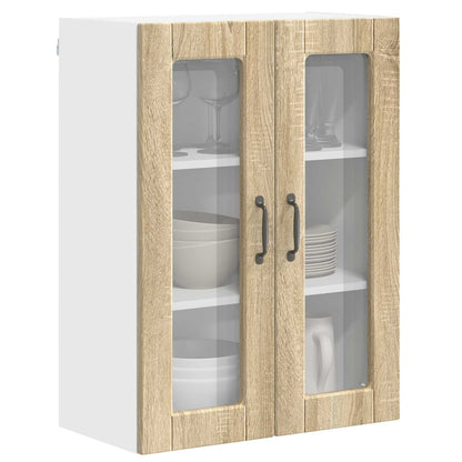 vidaXL Wall Glass Cabinet PORTO Sonoma Oak 60 x 31 x 80 cm