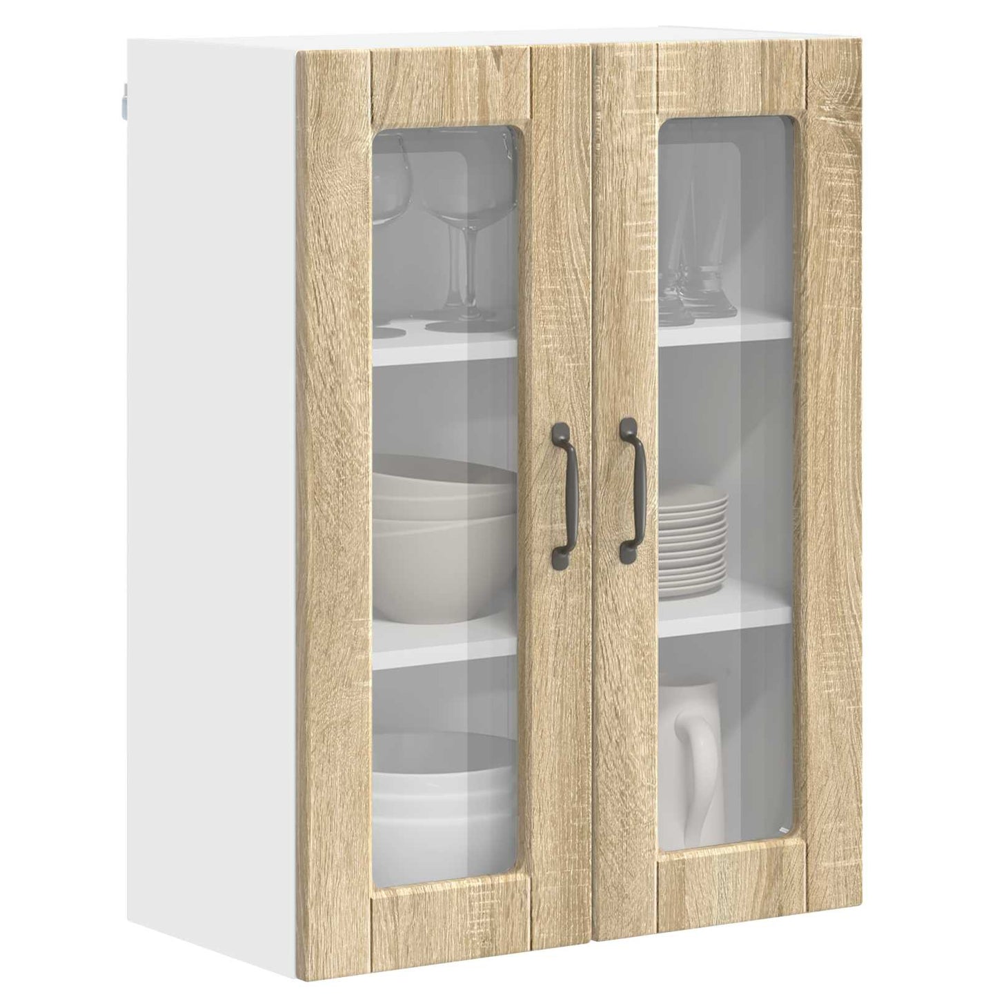vidaXL Wall Glass Cabinet PORTO Sonoma Oak 60 x 31 x 80 cm