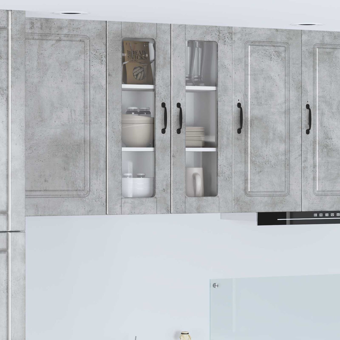 vidaXL Wall Glass Cabinet PORTO Concrete Grey 60 x 31 x 80 cm