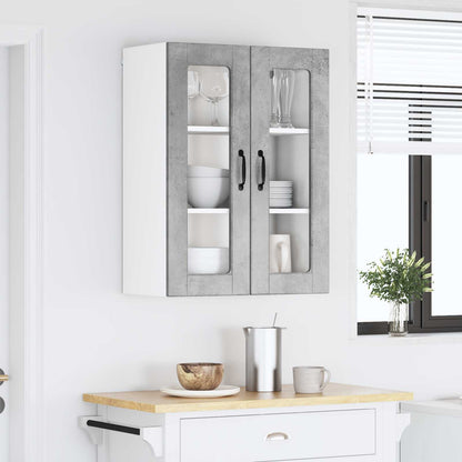 vidaXL Wall Glass Cabinet PORTO Concrete Grey 60 x 31 x 80 cm