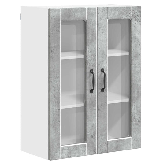 vidaXL Wall Glass Cabinet PORTO Concrete Grey 60 x 31 x 80 cm
