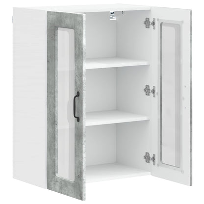 vidaXL Wall Glass Cabinet PORTO Concrete Grey 60 x 31 x 80 cm