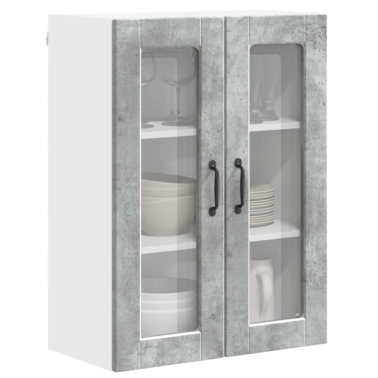 vidaXL Wall Glass Cabinet PORTO Concrete Grey 60 x 31 x 80 cm