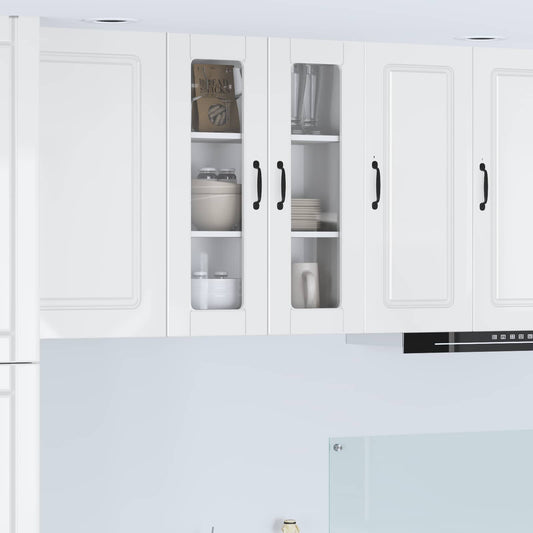 vidaXL Wall Glass Cabinet PORTO High Gloss White 60 x 31 x 80 cm
