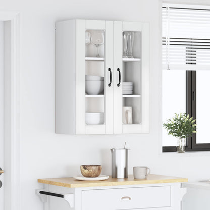 vidaXL Wall Glass Cabinet PORTO High Gloss White 60 x 31 x 80 cm