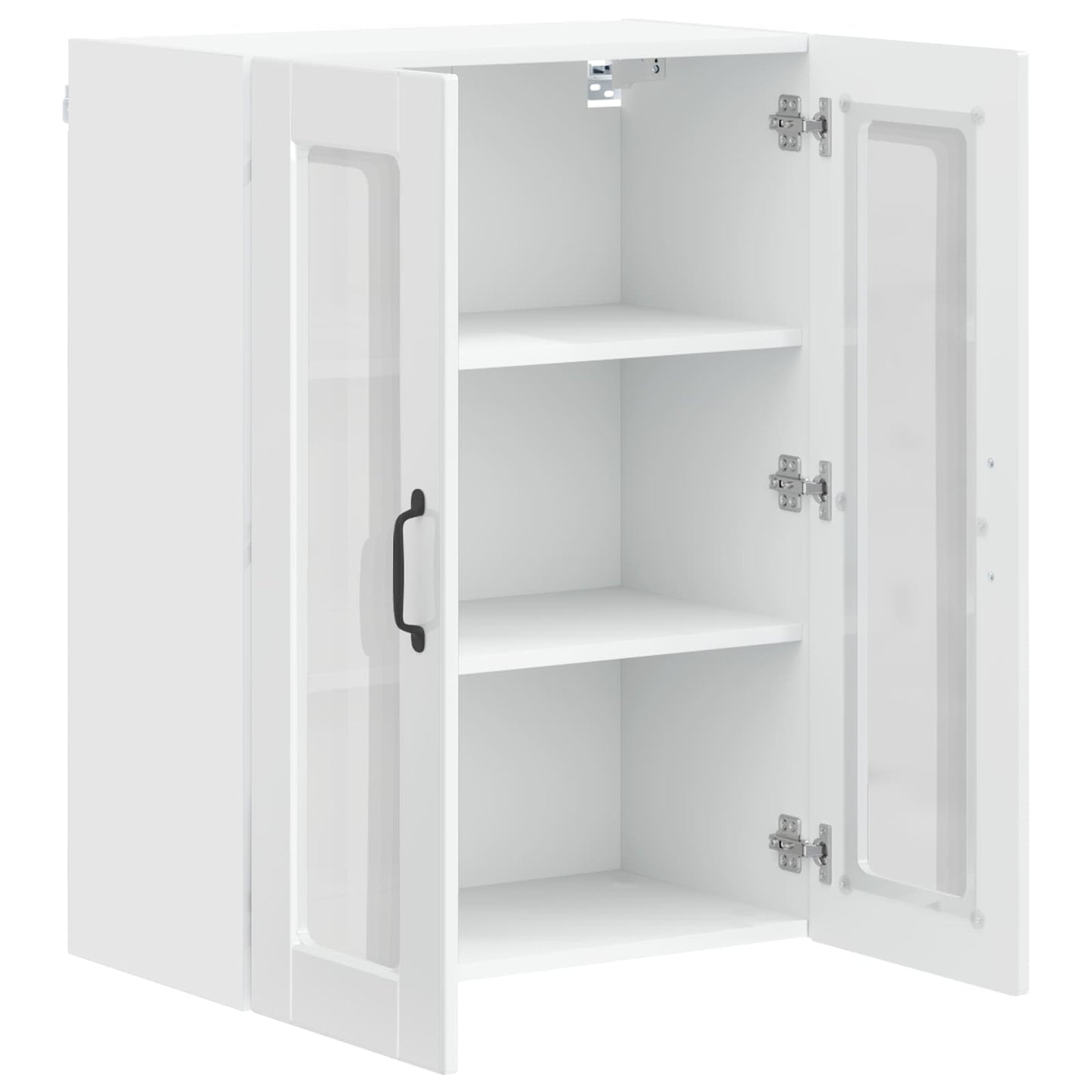 vidaXL Wall Glass Cabinet PORTO High Gloss White 60 x 31 x 80 cm