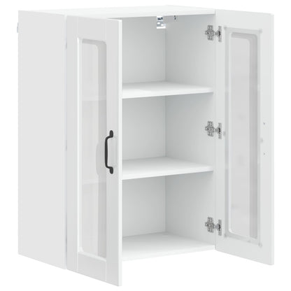 vidaXL Wall Glass Cabinet PORTO High Gloss White 60 x 31 x 80 cm