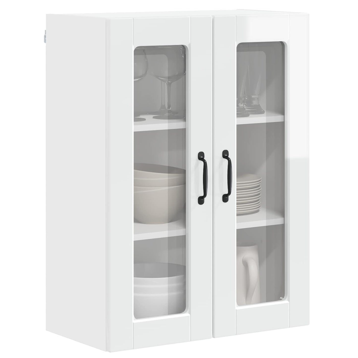 vidaXL Wall Glass Cabinet PORTO High Gloss White 60 x 31 x 80 cm