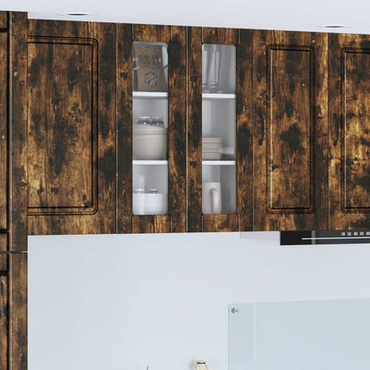 vidaXL Wall Glass Cabinet PORTO Smoked Oak 60 x 31 x 80 cm