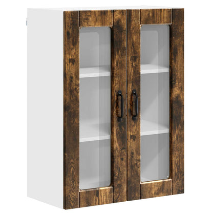 vidaXL Wall Glass Cabinet PORTO Smoked Oak 60 x 31 x 80 cm