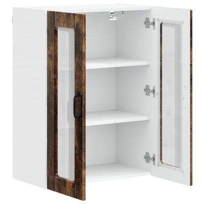 vidaXL Wall Glass Cabinet PORTO Smoked Oak 60 x 31 x 80 cm
