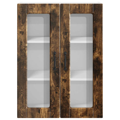 vidaXL Wall Glass Cabinet PORTO Smoked Oak 60 x 31 x 80 cm
