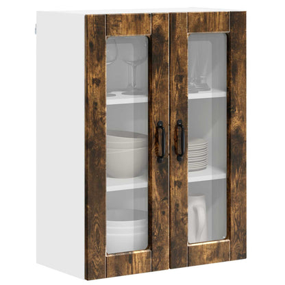 vidaXL Wall Glass Cabinet PORTO Smoked Oak 60 x 31 x 80 cm