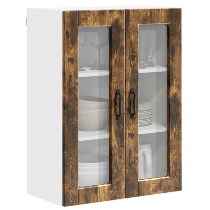 vidaXL Wall Glass Cabinet PORTO Smoked Oak 60 x 31 x 80 cm