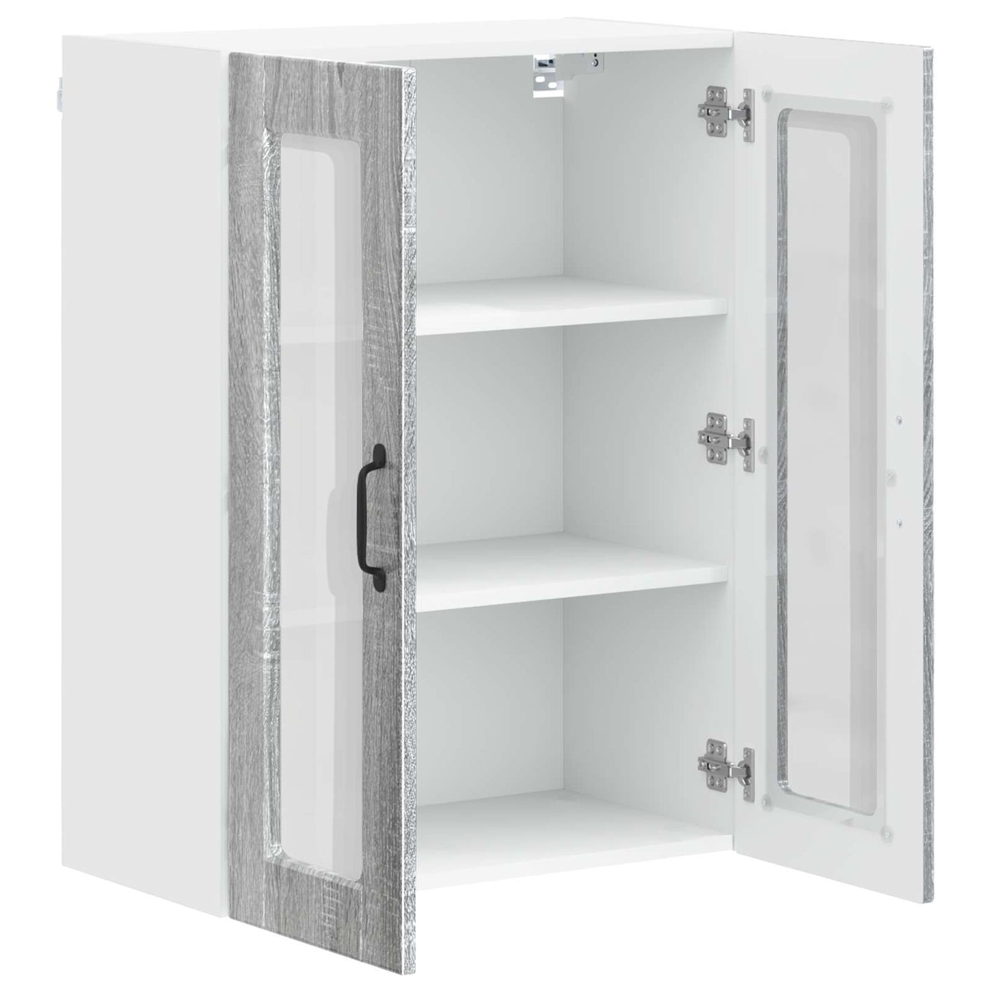 vidaXL Wall Glass Cabinet PORTO Grey Sonoma 60 x 31 x 80 cm