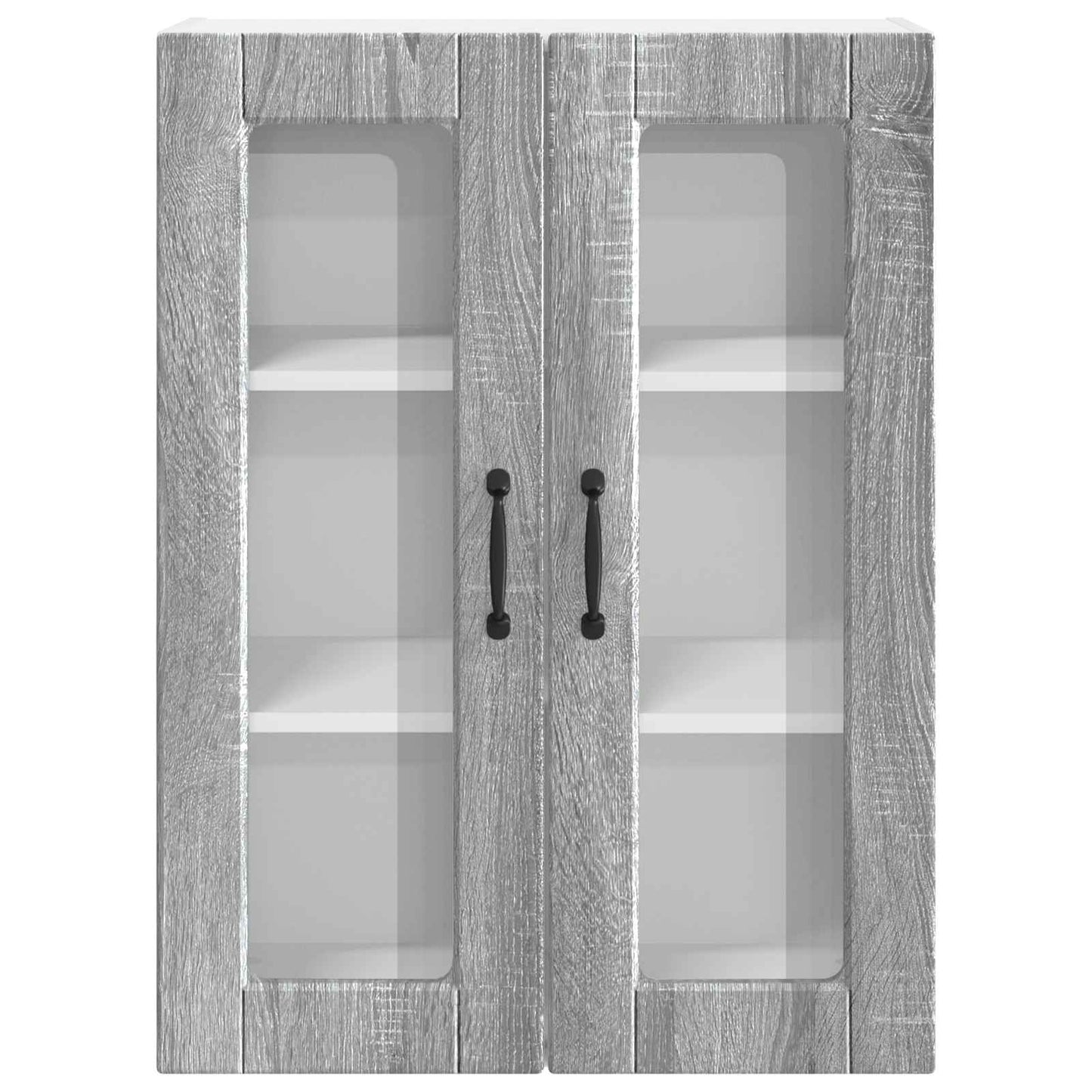 vidaXL Wall Glass Cabinet PORTO Grey Sonoma 60 x 31 x 80 cm