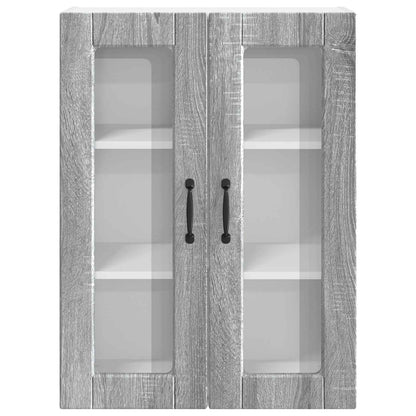 vidaXL Wall Glass Cabinet PORTO Grey Sonoma 60 x 31 x 80 cm