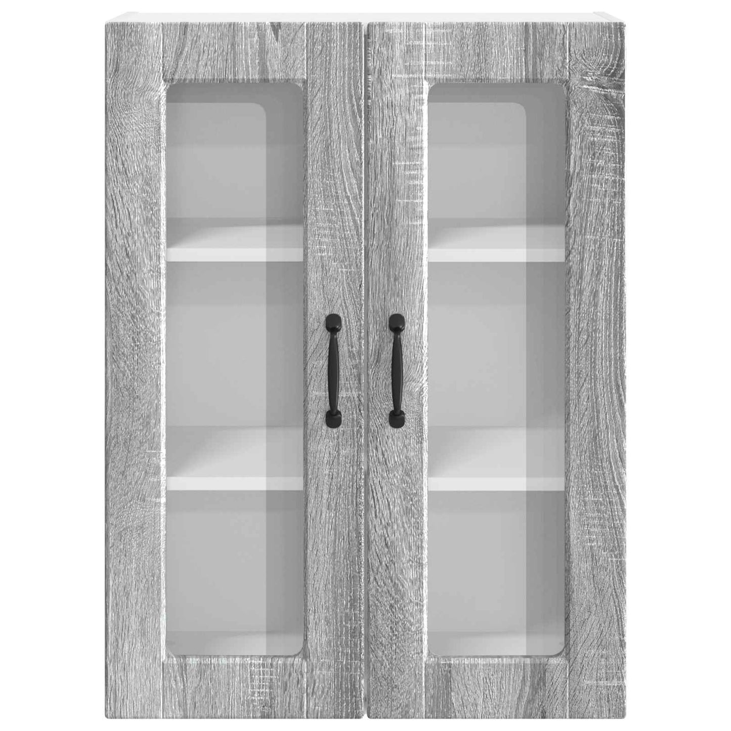 vidaXL Wall Glass Cabinet PORTO Grey Sonoma 60 x 31 x 80 cm
