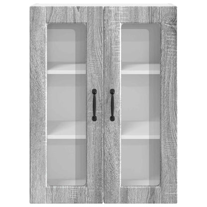 vidaXL Wall Glass Cabinet PORTO Grey Sonoma 60 x 31 x 80 cm