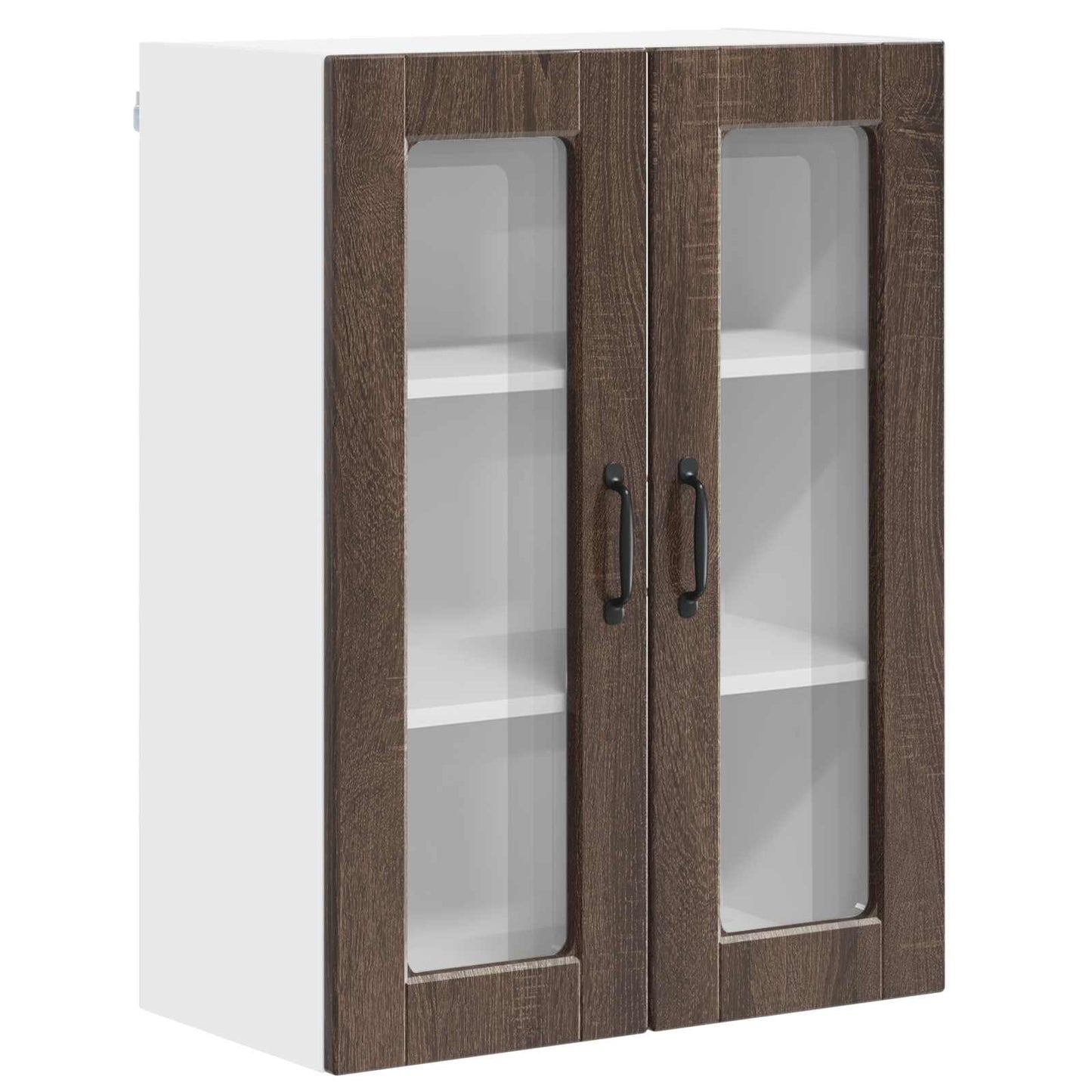 vidaXL Wall Glass Cabinet PORTO Brown Oak 60 x 31 x 80 cm