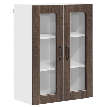 vidaXL Wall Glass Cabinet PORTO Brown Oak 60 x 31 x 80 cm