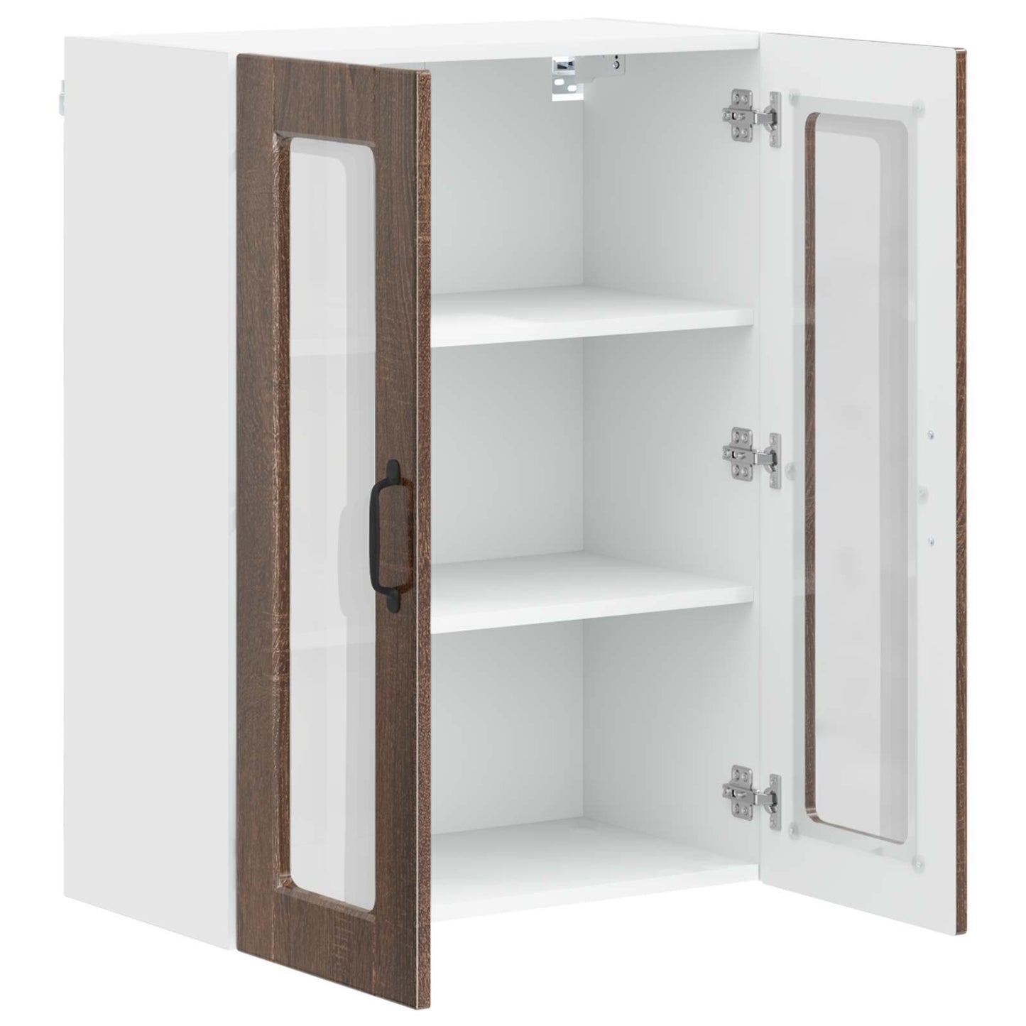 vidaXL Wall Glass Cabinet PORTO Brown Oak 60 x 31 x 80 cm