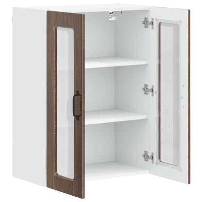 vidaXL Wall Glass Cabinet PORTO Brown Oak 60 x 31 x 80 cm