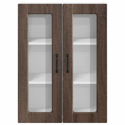 vidaXL Wall Glass Cabinet PORTO Brown Oak 60 x 31 x 80 cm